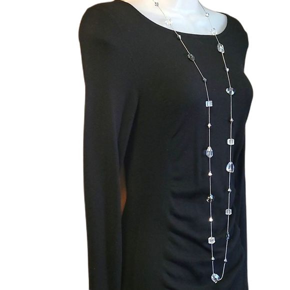 Express Cocktail Mini Sheath Dress Long Sleeve Boatneck Knit Pullover Bodycon - Picture 8 of 16